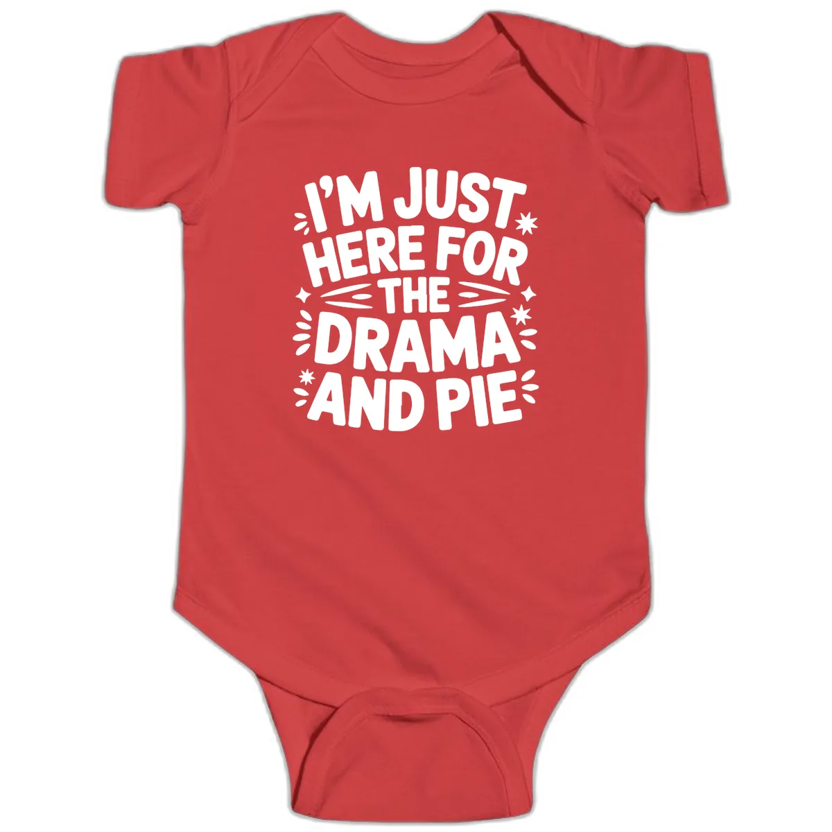 I'm Just Here For The Drama And Pie Baby Onesie in Red